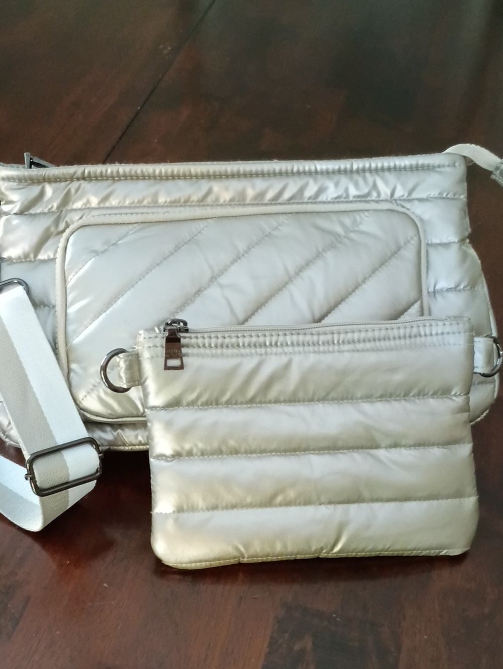 Think Royln Quilted Crossbody Shoulder Bag With Pouch